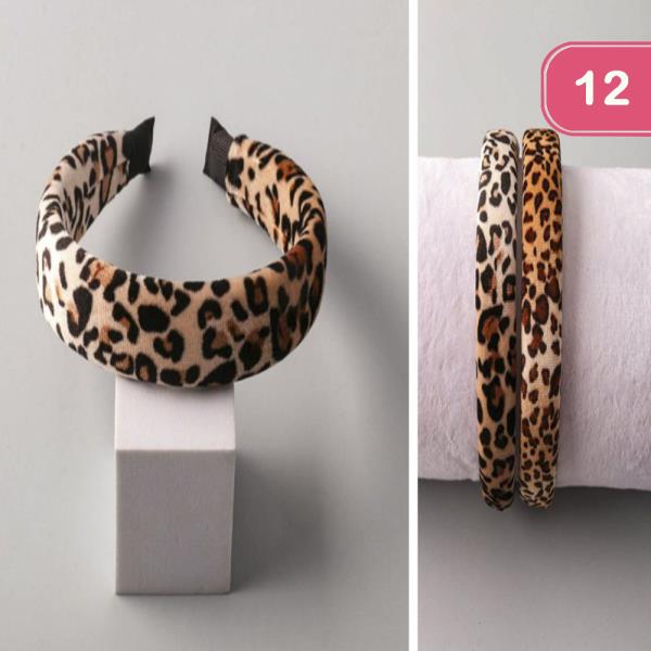 VELVET CHEETAH PUFFY HEADBAND (12 UNITS)