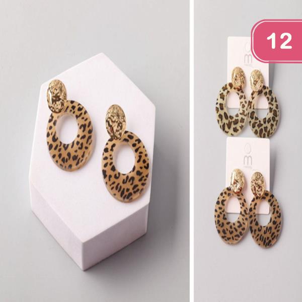 HAMMERED CIRCLE CHEETAH RING EARRING (12 UNITS)