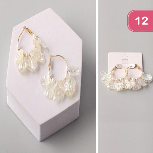 PETALS PEARL TASSEL HOOP EARRING (12 UNITS)