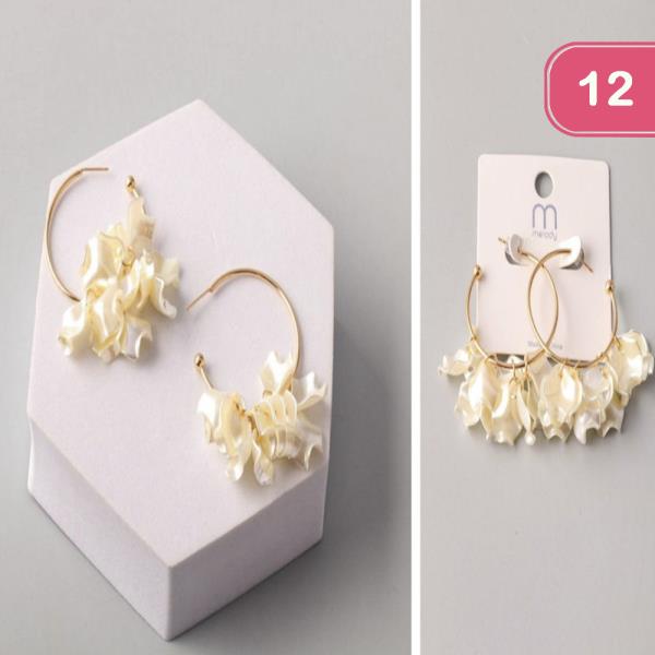 PEARL WAVY TASSEL HOOP EARRING (12 UNITS)