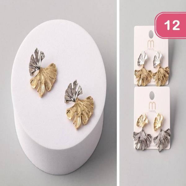 METAL FAN LEAF DROP EARRING (12 UNITS)