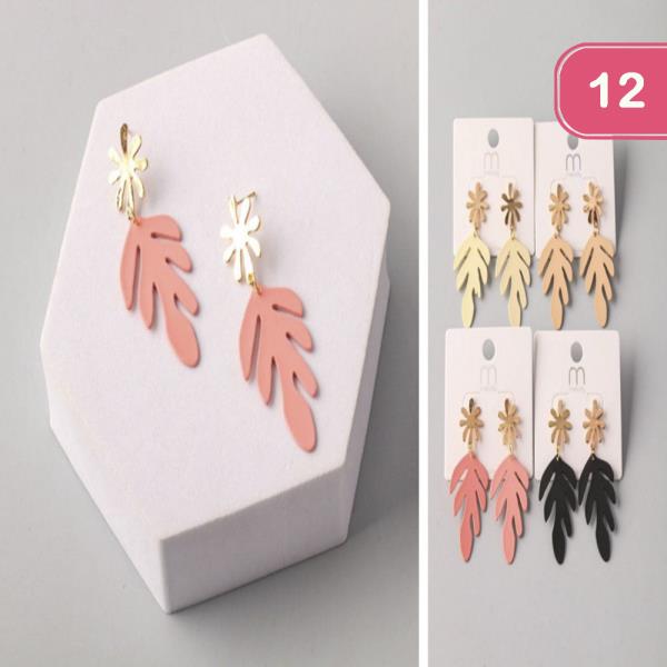 MOD LEAF FLOWER DROP EARRING (12 UNITS)