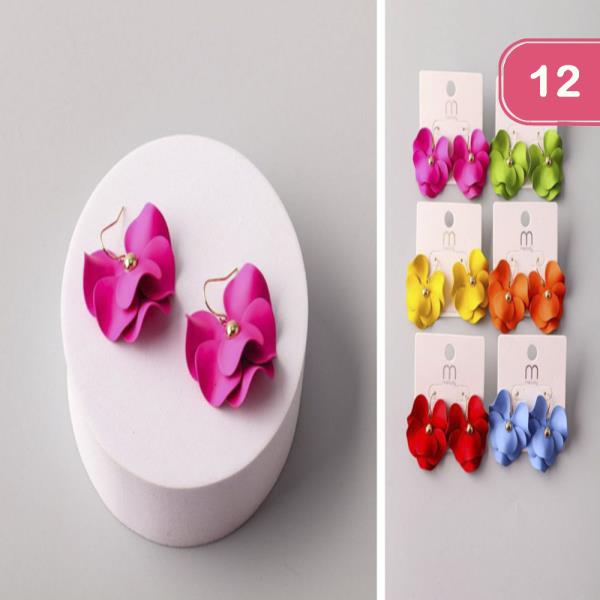 PANSY FLOWER TASSEL DROP EARRING (12 UNITS)