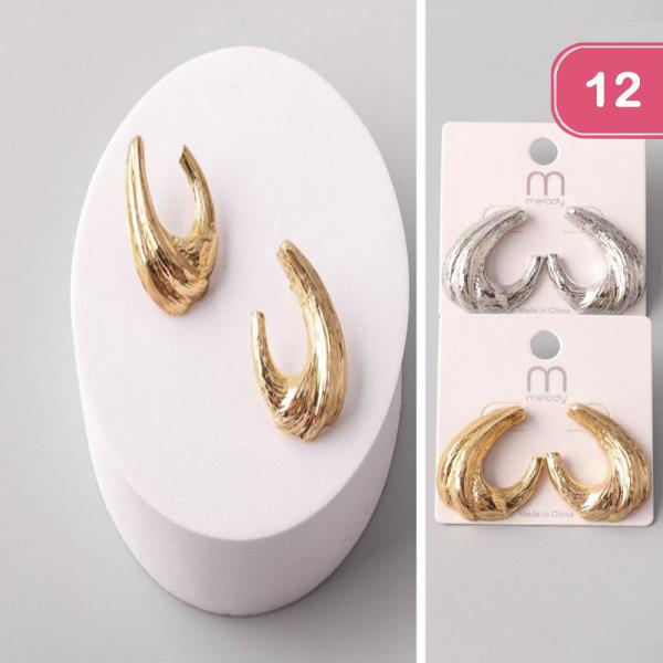 BRUSHED TWIST HOOK POST EARRING (12 UNITS)