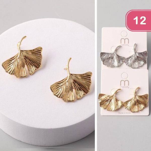 METAL FAN LEAF EARRING (12 UNITS)