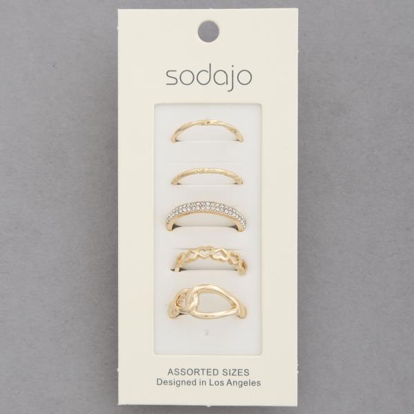 SODAJO HEART RHINESTONE ASSORTED RING SET