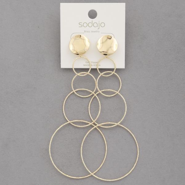 SODAJO MULTI RING LINK DANGLE GOLD DIPPED EARRING