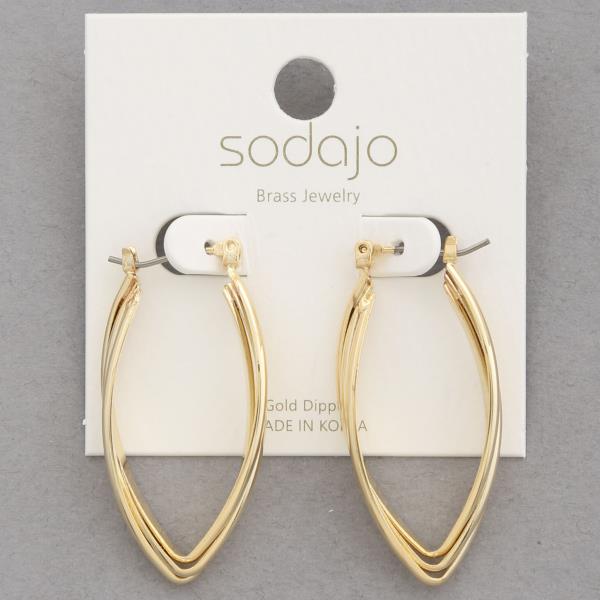 SODAJO POINTED OVAL GOLD DIPPED EARRING