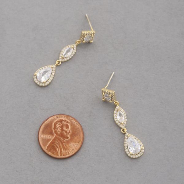 SODAJO CZ TEARDROP GOLD DIPPED DANGLE EARRING