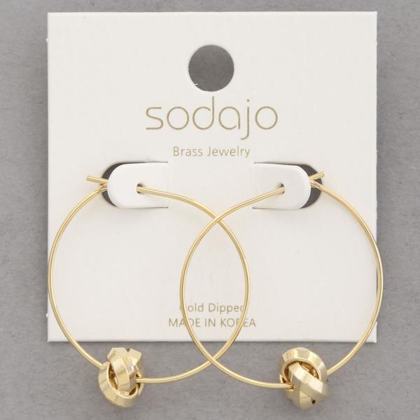 SODAJO KNOT BEAD HOOP GOLD DIPPED EARRING