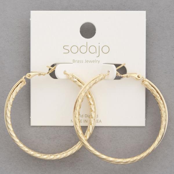 SODAJO TEXTURED GOLD DIPPED HOOP EARRING