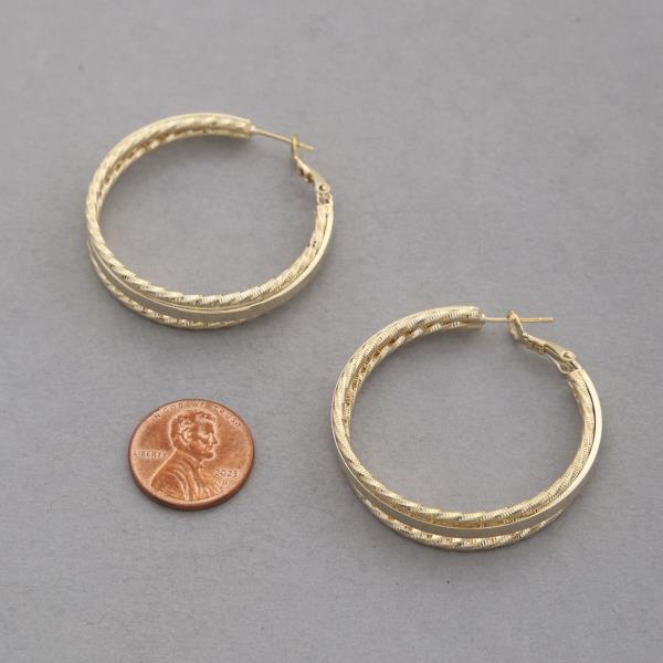 SODAJO TEXTURED GOLD DIPPED HOOP EARRING