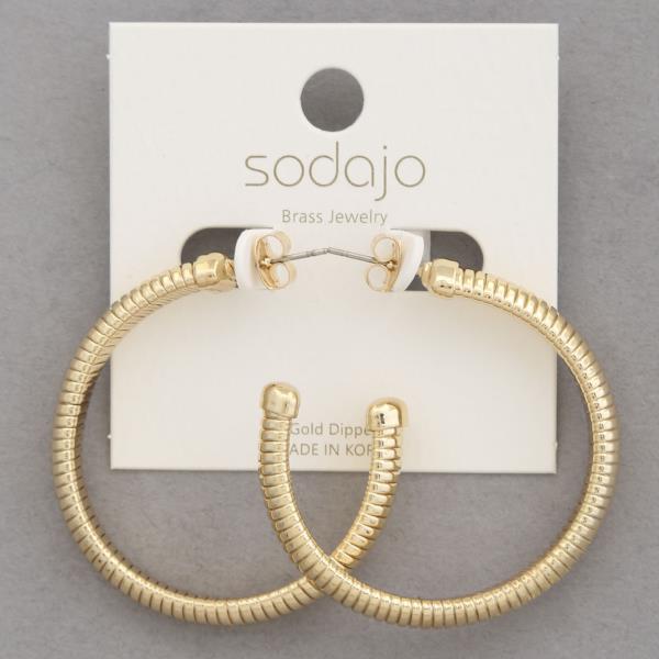 SODAJO LINED OPEN HOOP GOLD DIPPED EARRING