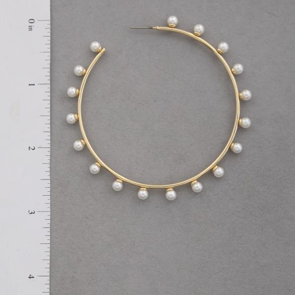 SODAJO PEARL BEAD GOLD DIPPED HOOP EARRING