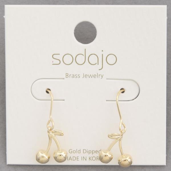 SODAJO CHERRY GOLD DIPPED DANGLE EARRING