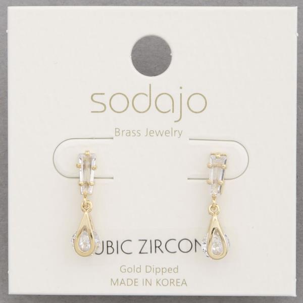 SODAJO CZ DANGLE GOLD DIPPED EARRING