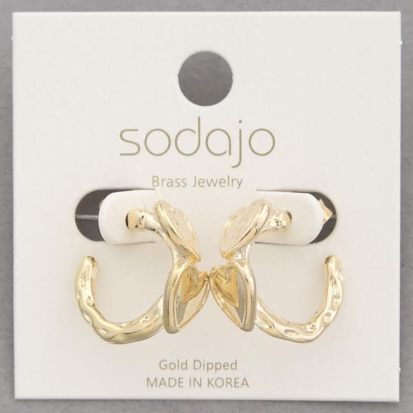 SODAJO HEART OPEN HOOP GOLD DIPPED EARRING