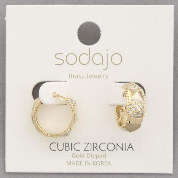 SODAJO CZ GOLD DIPPED HOOP EARRING