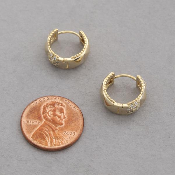 SODAJO CZ GOLD DIPPED HOOP EARRING