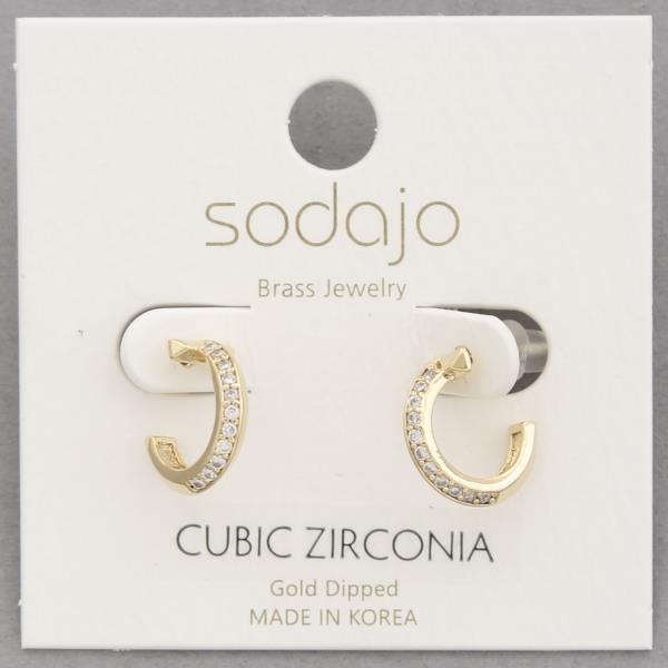 SODAJO CZ EDGE GOLD DIPPED HOOP EARRING