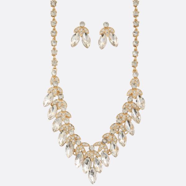 MARQUISE RHINESTONE METAL NECKLACE