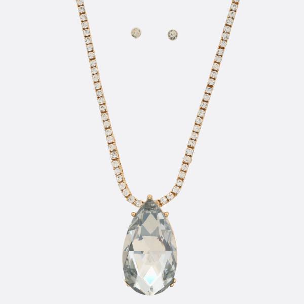 TEARDROP RHINESTONE PENDANT NECKLACE