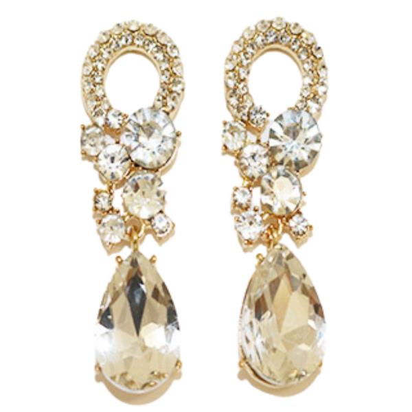 LOOP TEARDROP RHINESTONE DANGLE EARRING