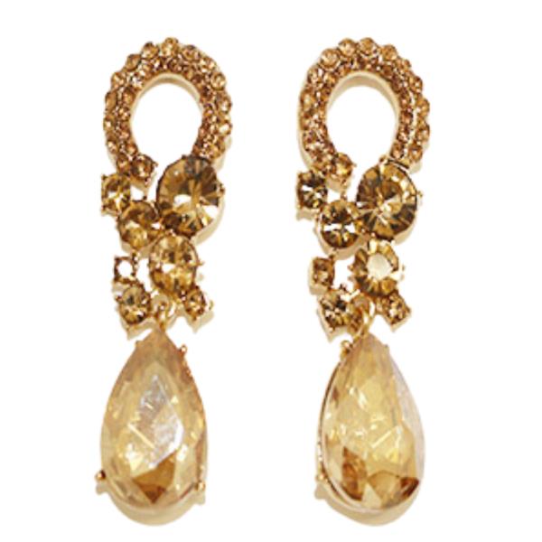 LOOP TEARDROP RHINESTONE DANGLE EARRING