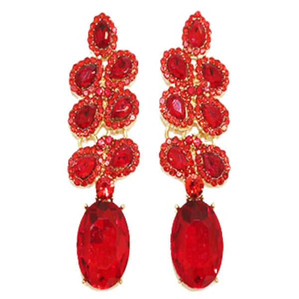 TEARDROP OVAL LINK RHINESTONE DANGLE EARRING