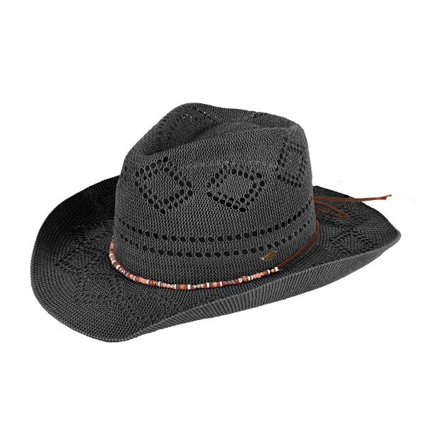 CC WOVEN COWBOY HAT WITH BEADED CHARM