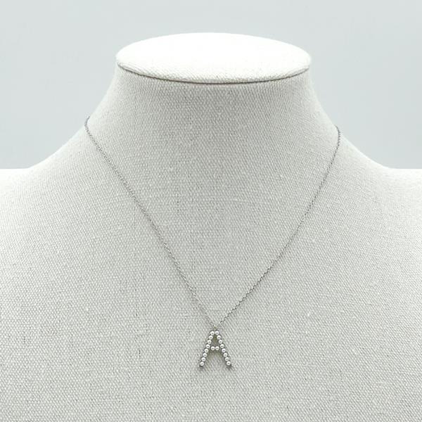 14K WHITE GOLD DIPPED PEARL INITIAL NECKLACE