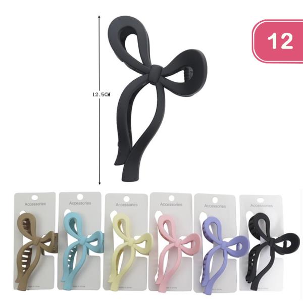 RIBBON HAIR CLAW JAW CLIP (12 UNITS)