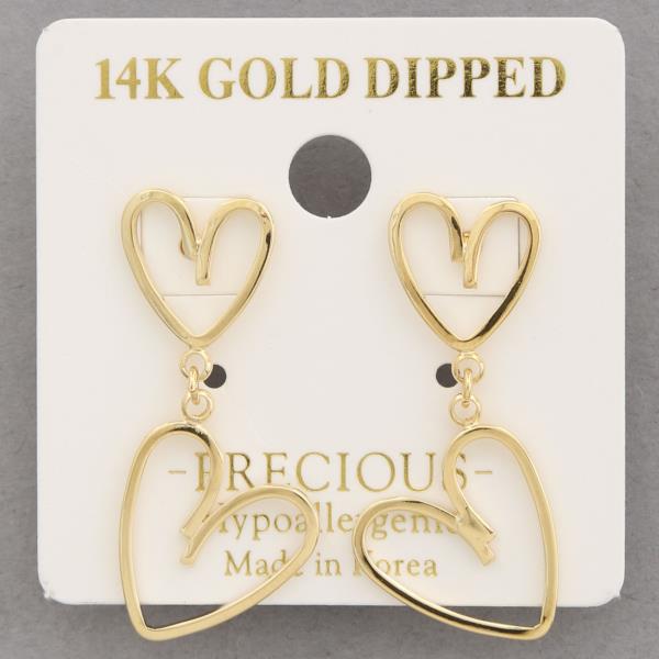 14K GOLD DIPPED DOUBLE HEART LINK EARRING