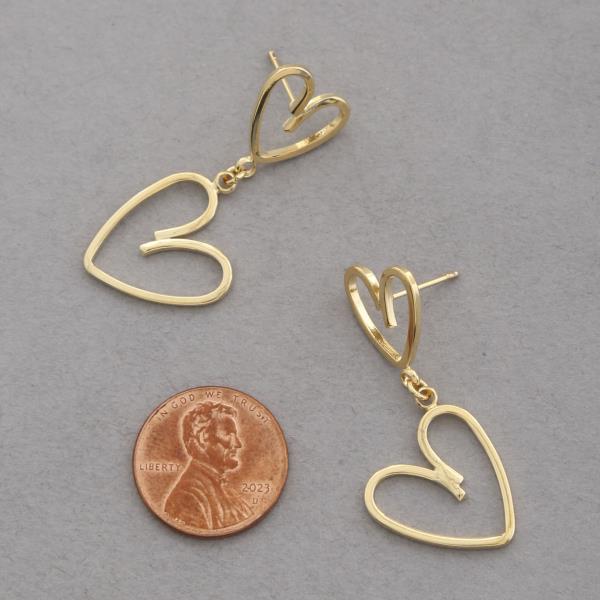 14K GOLD DIPPED DOUBLE HEART LINK EARRING