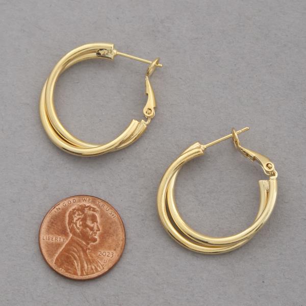 14K GOLD DIPPED DOUBLE HOOP EARRING