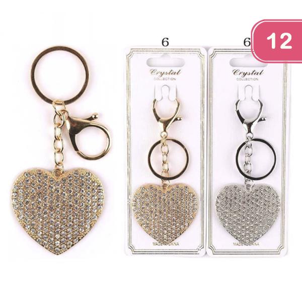 RHINESTONE HEART KEYCHAIN (12 UNITS)