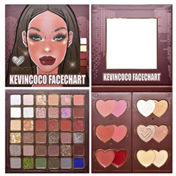 KEVINCOCO MULTI-LAYER HEART-SHAPED PANS RECTANGULAR EYESHADOW & FACE PALETTE