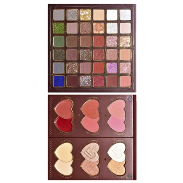 KEVINCOCO MULTI-LAYER HEART-SHAPED PANS RECTANGULAR EYESHADOW & FACE PALETTE