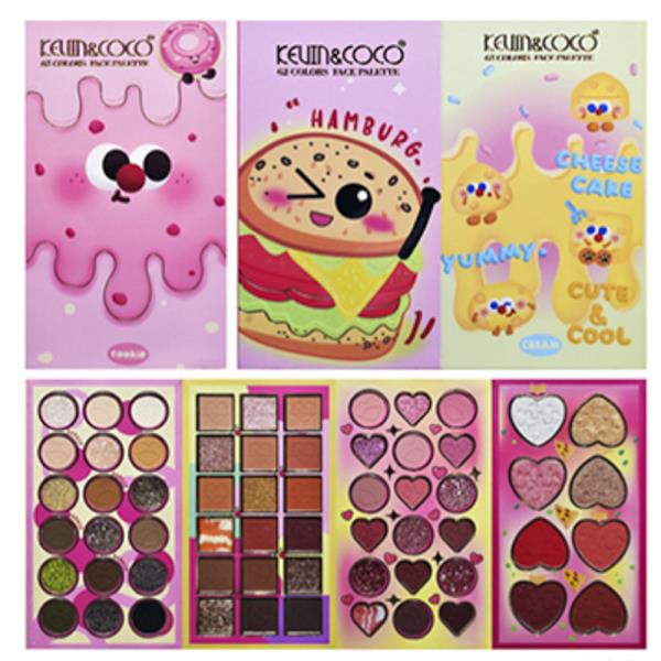 CUTE THEME MULTI-LAYER HEART-SHAPED PANS RECTANGULAR EYESHADOW & FACE PALETTE