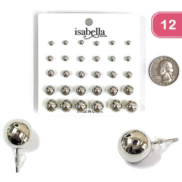 ASSORTED METAL STUD EARRING SET (12 UNITS)