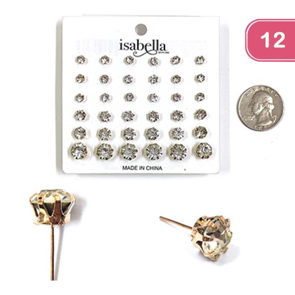 ASSORTED RHINESTONE STUD EARRING SET (12 UNITS)