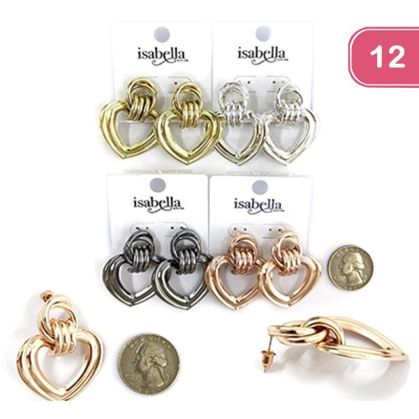 ASSORTED HEART DOOR KNOCKER EARRING (12 UNITS)