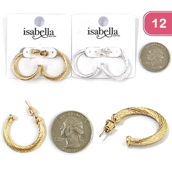 TWIST TEXTURED OPEN HOOP EARRING (12 UNITS)