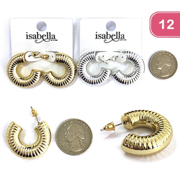 RIDGED OPEN HOOP EARRING (12 UNITS)