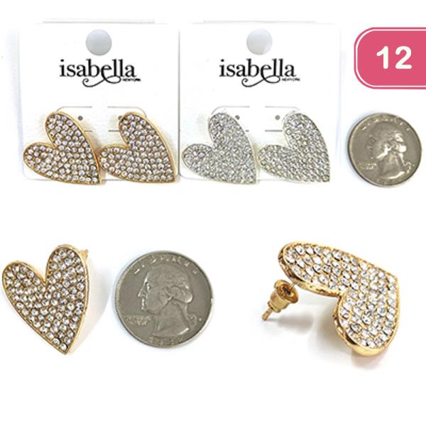 RHINESTONE HEART EARRING (12 UNITS)