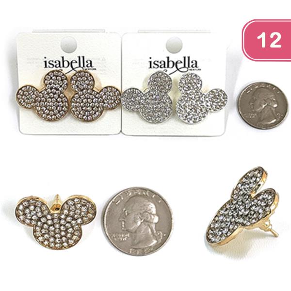 CUTE RHINESTONE STUD EARRING (12 UNITS)