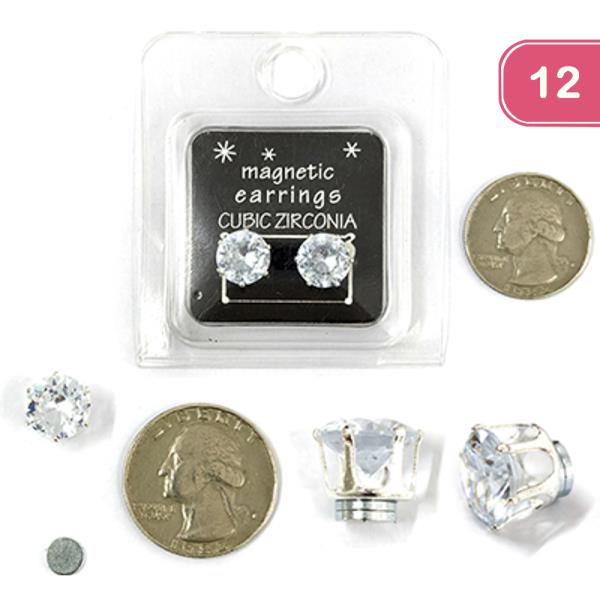 CZ MAGNETIC STUD 10MM EARRING (12 UNITS)