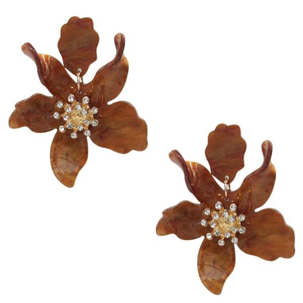 ACETATE FLOWER DANGLE EARRING