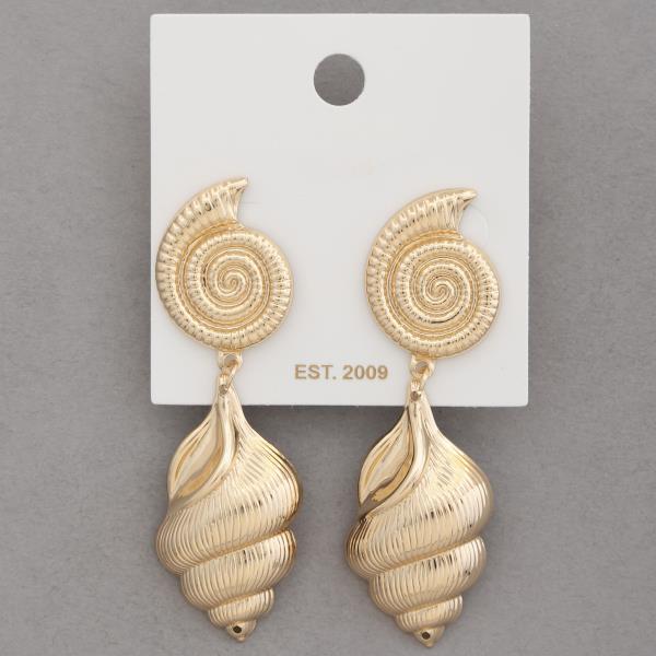 SEASHELL LINK METAL DANGLE EARRING