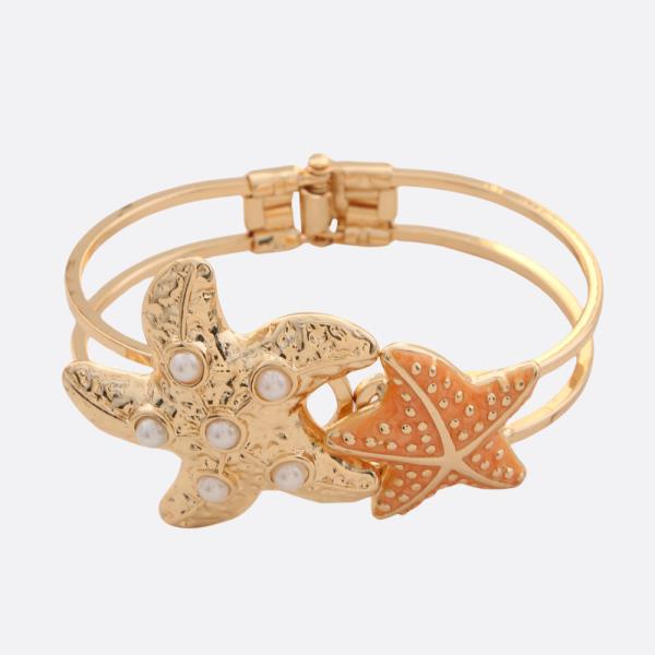 STARFISH PEARL BEAD CUFF BRACELET